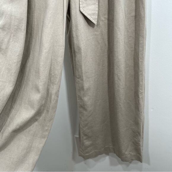 NWT Calvin Klein Khaki Linen Blend Wide Leg Button Front Sleeveless Jumpsuit 2 - Picture 4 of 15